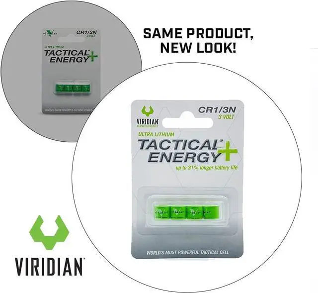 Alt view image 6 of 6 - Viridian CR 1/3N Tactical Energy Plus Lithium Batteries, 3 Volt (Retail Pack of 4)