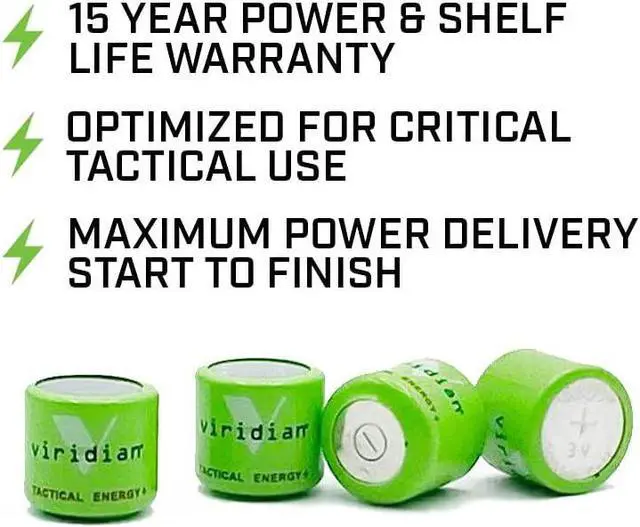 Alt view image 4 of 6 - Viridian CR 1/3N Tactical Energy Plus Lithium Batteries, 3 Volt (Retail Pack of 4)