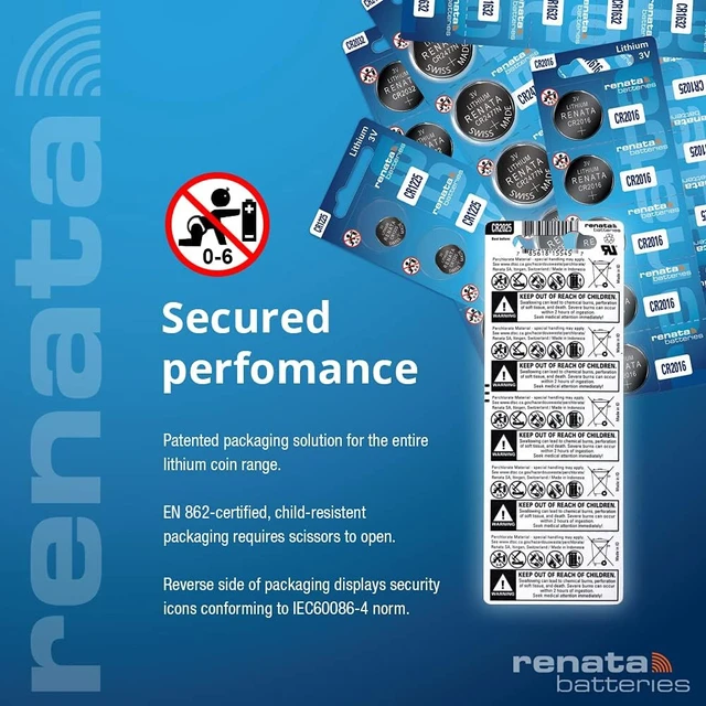 Alt view image 3 of 7 - Renata CR2430 Lithium Coin Batteries 3V Blister Card Packaged For Peg Hook Durable (5 Pack)