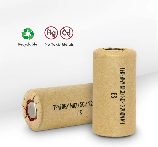 Alt view image 3 of 7 - Tenergy NiCd SubC 2200mAh Paper Wrapped Rechargeable Battery Flat Top with Tabs, 15 Pack
