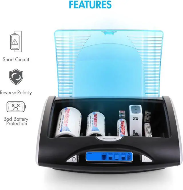 Alt view image 4 of 7 - T9688 LCD AA/AAA/C/D/9V NiMH/NiCd Battery Charger + Premium 26-Cell NiMH Rechargeable Battery 8AA/8AAA/4C/4D/2 9V Batteries