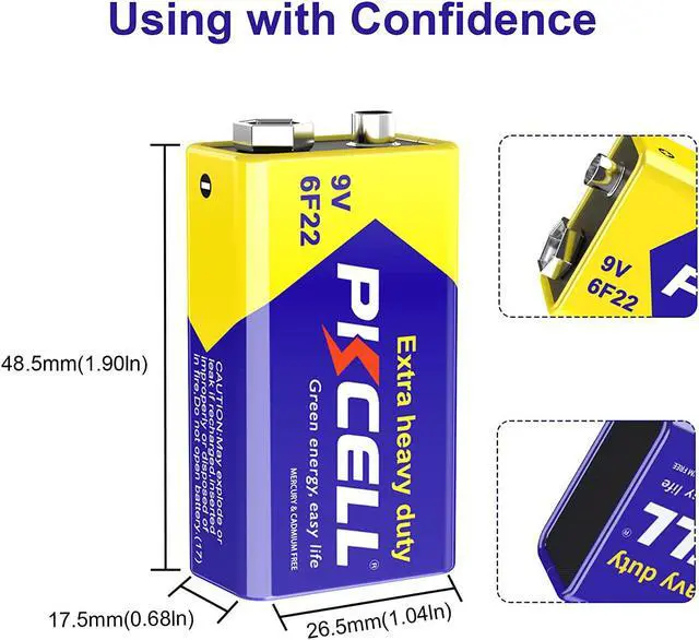 Alt view image 3 of 7 - 9V 6F22 Batteries High-Power Batteries Long Battery Life 9 Volt Carbon Batteries 3 Years Shelf Life, Leak-Proof 9V Batteries Suitable for Smoke Detectors and Other Electronic Products (24-Counts)