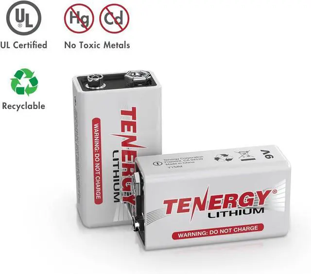 Alt view image 7 of 7 - Tenergy 9V Lithium Batteries, 1200mah Non-Rechargeable Batteries, 10 Years Shelf Life Lithium 9 Volt Batteries, 2 Pack