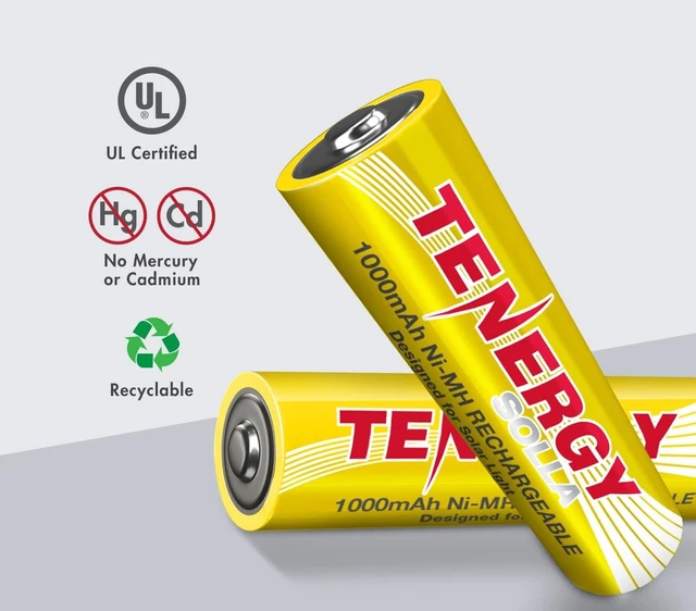 Alt view image 5 of 7 - Tenergy Solla Rechargeable NiMH AA Battery, 1000mAh Solar Batteries for Solar Garden Lights, Anti-Leak, Outdoor Durability, 5+ Years Performance, 12 Pack, UL Certified