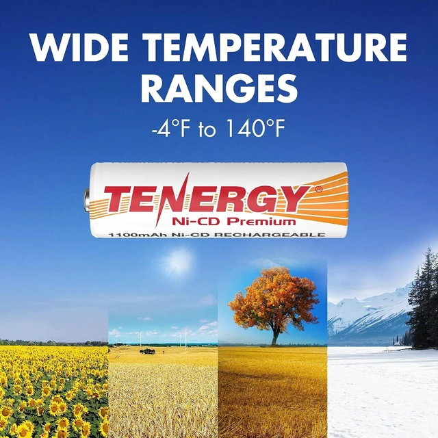 Alt view image 4 of 6 - Tenergy AA Premium NiCd Rechargeable Batteries 1100mAh 1.2V Battery Pack for Solar Lights, Garden Lights, 20 Count