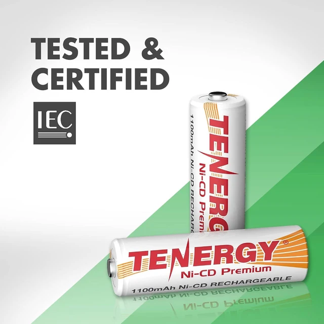Alt view image 6 of 6 - Tenergy AA Premium NiCd Rechargeable Batteries 1100mAh 1.2V Battery Pack for Solar Lights, Garden Lights, 20 Count