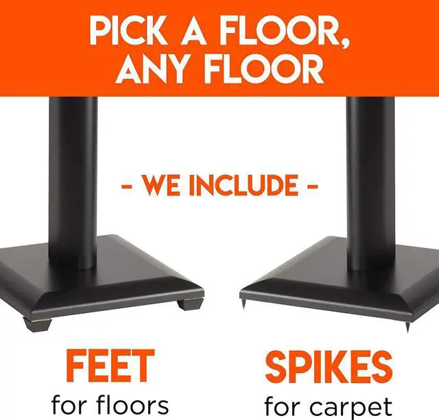 Alt view image 5 of 7 - Premium Universal Floor Speaker Stands - Vibration-Absorbing MDF Design Works with Edifier Polk & Other Bookshelf Speakers Or Studio Monitors - Includes Sound Iso Pads & Carpet Spikes