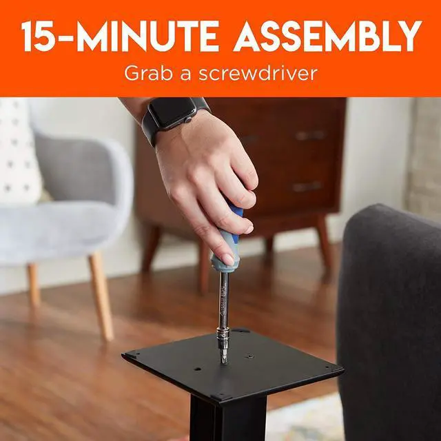 Alt view image 6 of 7 - Premium Universal Floor Speaker Stands - Vibration-Absorbing MDF Design Works with Edifier Polk & Other Bookshelf Speakers Or Studio Monitors - Includes Sound Iso Pads & Carpet Spikes