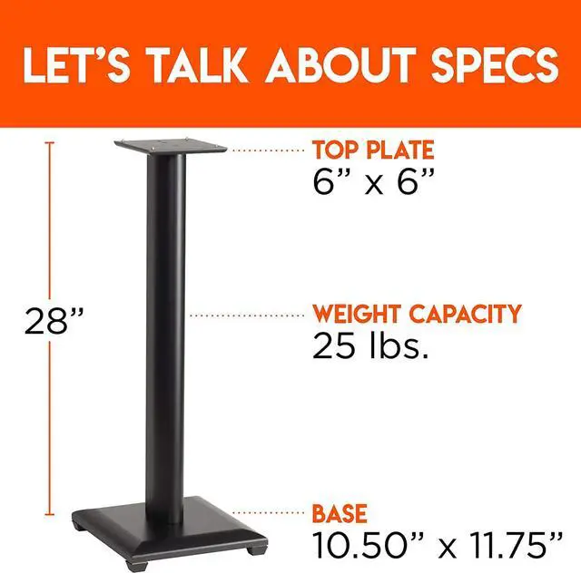 Alt view image 7 of 7 - Premium Universal Floor Speaker Stands - Vibration-Absorbing MDF Design Works with Edifier Polk & Other Bookshelf Speakers Or Studio Monitors - Includes Sound Iso Pads & Carpet Spikes