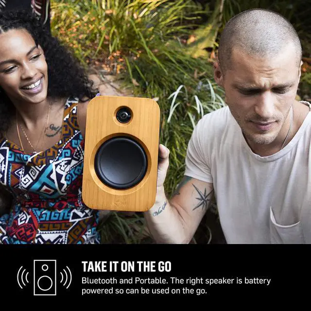 Alt view image 5 of 6 - House of Marley Get Together Duo, Powerful Bookshelf Speakers with Wireless Bluetooth Connectivity and Sustainable Materials