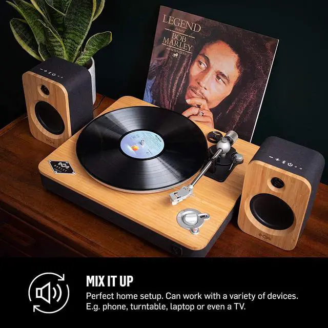 Alt view image 4 of 6 - House of Marley Get Together Duo, Powerful Bookshelf Speakers with Wireless Bluetooth Connectivity and Sustainable Materials