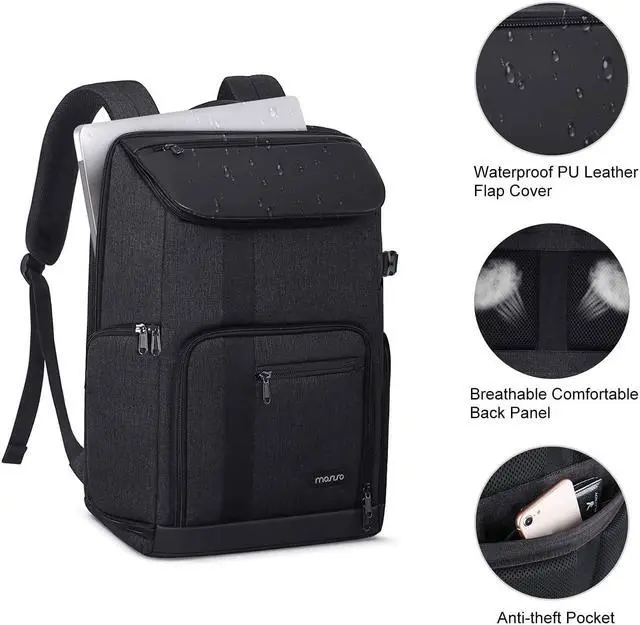 Alt view image 4 of 7 - Camera Backpack, DSLR/SLR/Mirrorless Large Men/Women Photography Camera Bag Case with 17.3 inch Laptop Compartment&Tripod Holder&Rain Cover Compatible with Canon/Nikon/Fuji/Laptop, Space Gray