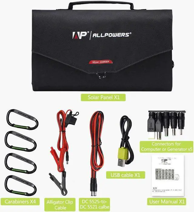 Alt view image 7 of 7 - Solar Charger 100W Solar Panel Foldable Portable with Dual 5v USB18v DC for Laptop Tablet Notebook 12v Car Boat RV Battery Camping Hiking Travel