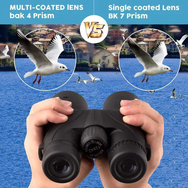 Alt view image 3 of 7 - 10x42 Binoculars for Adults - Professional HD Roof BAK4 Prism Lens Binoculars for Bird Watching, Hunting, Travel, Sports, Cruise, with Carrying Bag (1.1Lbs)