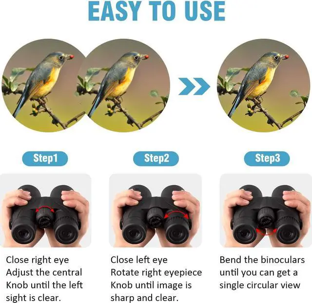 Alt view image 5 of 7 - 10x42 Binoculars for Adults - Professional HD Roof BAK4 Prism Lens Binoculars for Bird Watching, Hunting, Travel, Sports, Cruise, with Carrying Bag (1.1Lbs)