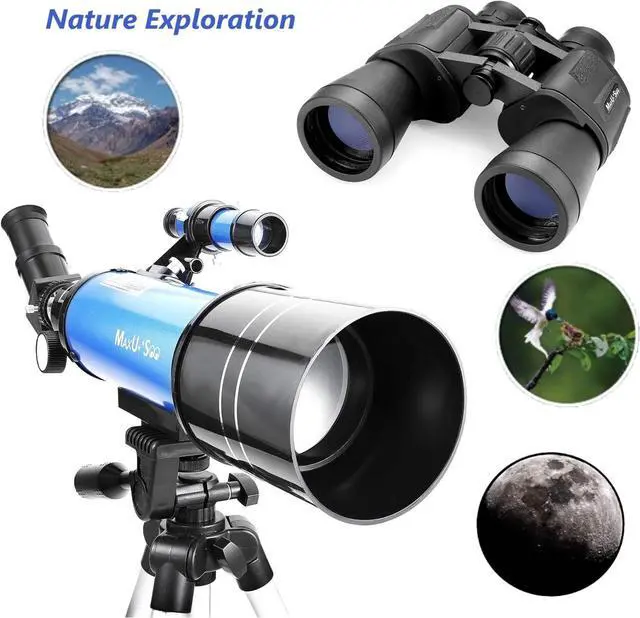 Alt view image 5 of 6 - Travel Telescope with Backpack - 70mm Refractor Telescope & 10X50 HD Binoculars Bak4 Prism FMC Lens for Moon Viewing Bird Watching Sightseeing