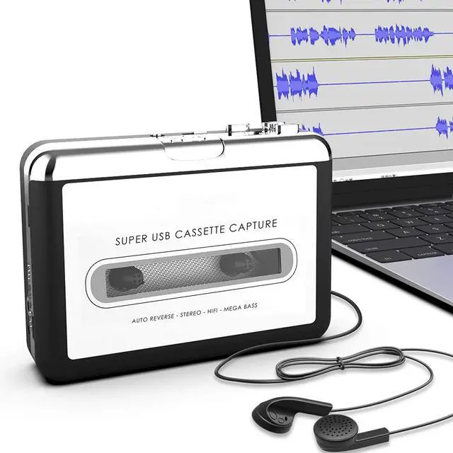 Main image of Cassette Player-Cassette Tape To MP3 CD Converter Via USB Portable Cassette Tape Converter Captures MP3 Audio Music Convert Walkman Tape Cassette To MP3 Format Compatible with Laptops Mac and Personal