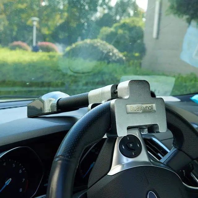 Alt view image 2 of 7 - Steering Wheel Lock with Alarm, Vehicle Anti-Theft Security Lock Universal for Car Truck SUV Van