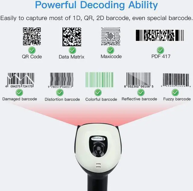 Alt view image 5 of 7 - Eyoyo Wireless 2D QR Barcode Scanner with Stand, Bluetooth & 2.4G Wireless & USB Wired Handheld Barcode Reader with 1D 2D Screen Scanning Auto Sensing Connect Smart Phone Tablet PC