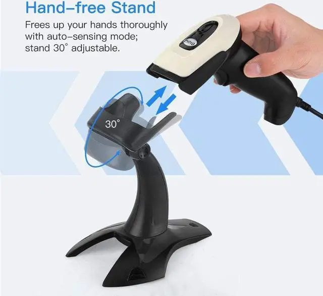 Alt view image 2 of 7 - Eyoyo Wireless 2D QR Barcode Scanner with Stand, Bluetooth & 2.4G Wireless & USB Wired Handheld Barcode Reader with 1D 2D Screen Scanning Auto Sensing Connect Smart Phone Tablet PC