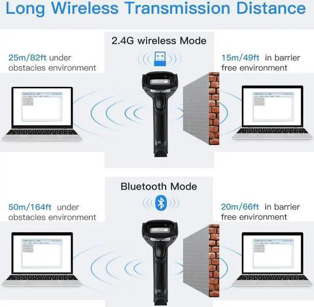 Alt view image 6 of 7 - Eyoyo Wireless 2D QR Barcode Scanner with Stand, Bluetooth & 2.4G Wireless & USB Wired Handheld Barcode Reader with 1D 2D Screen Scanning Auto Sensing Connect Smart Phone Tablet PC