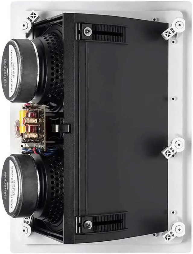 Alt view image 9 of 20 - Monoprice 2-way Carbon Fiber In-Wall Surround Speaker - Dual 5.25 Inch (Single) Vari-Angled With Paintable Grille - Alpha Series