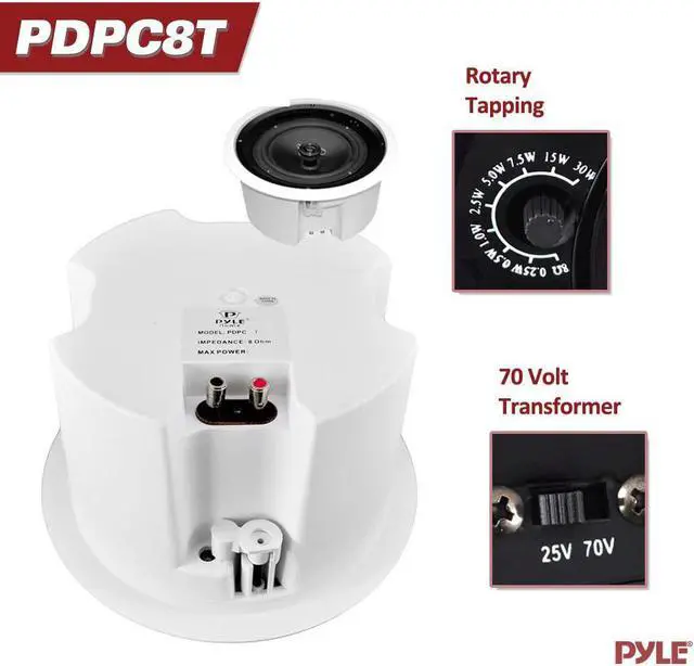 Alt view image 3 of 4 - South City Mall Home PDPC8T In-Ceiling Enclosed Speaker System with Transformer