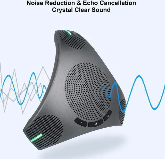 Alt view image 3 of 7 - Conference Speaker and Microphone, 360°Omnidirectional USB Speakerphone Microphone with USB Hub, Noise Reduction/Echo Cancellation Computer Microphone for 8-10 People Business Conference, Home Office
