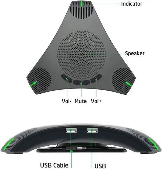 Alt view image 3 of 7 - Conference Microphone Omnidirectional USB Speakerphone Microphone for 8-10 People Business Conference,360° Omnidirectional Microphone Intelligent DSP Noise Reduction for Video Meeting (Gray)