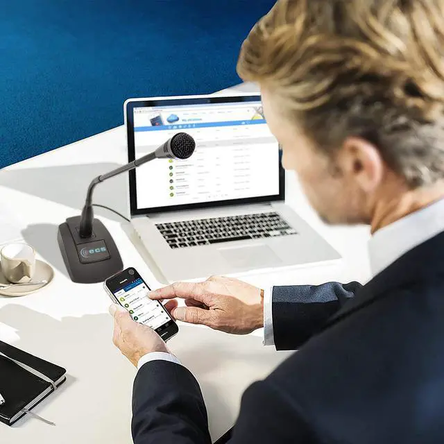 Alt view image 7 of 7 - ECS | WordSentry Professional Gooseneck Microphone | 3.5mm Uni-Directional Conference Mic | Anti Slip Base and Adjustable Heavy Duty Metal Design