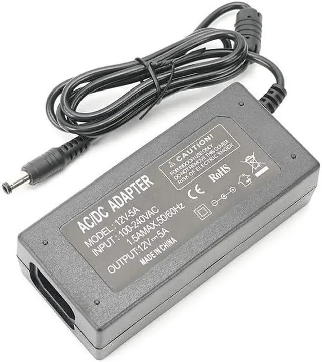 Alt view image 2 of 7 - 12V 5A Power Supply Adapter AC100-240V to DC12V Converter Transformer with 5.5x2.5mm DC Output Jack for LED Strip Light Wireless Router ADSL Cats Security Cameras