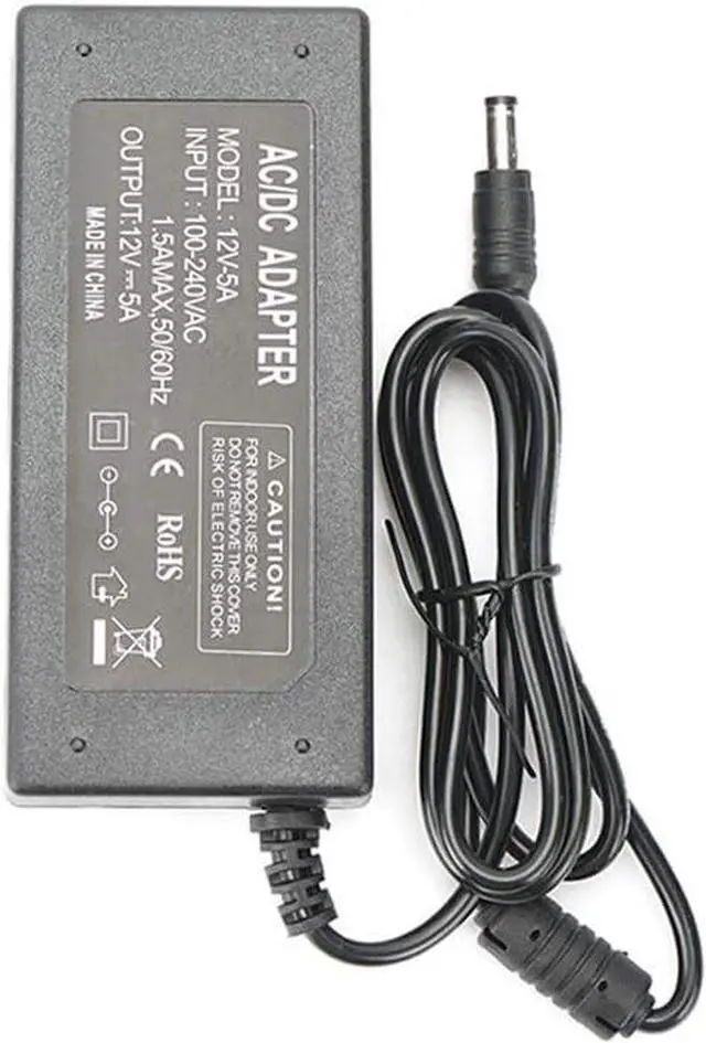 Alt view image 3 of 7 - 12V 5A Power Supply Adapter AC100-240V to DC12V Converter Transformer with 5.5x2.5mm DC Output Jack for LED Strip Light Wireless Router ADSL Cats Security Cameras