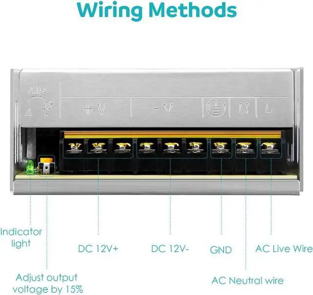 Alt view image 5 of 7 - Aclorol 5V Power Supply 70A 350W 110V / 220V AC to DC 5V 70amp Universal Transformer Switching Driver Converter 5V Power Adapter for WS2812B WS2813 LED Strip Pixel Lights CCTV Camera Security System