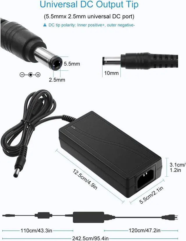 Alt view image 3 of 7 - 5V 5A AC to DC Power Supply Adapter Converter 5.5x2.5mm Plug AC 100V~240V Input for WS2812B WS2811 SK6812 LED Pixel Strip Light CCTV Camera Security System - OEM