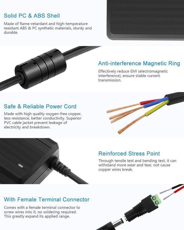Alt view image 3 of 7 - 5V 10A Power Supply Adapter AC/DC Converter 100-240V AC to DC 5 Volt 50W 10Amp 9A 8A 7A 2A Transformer with 5.5x2.5mm Plug?for WS2812B WS2813 WS2811 W2813 SK6812 LED Strip Pixel String Light - OEM