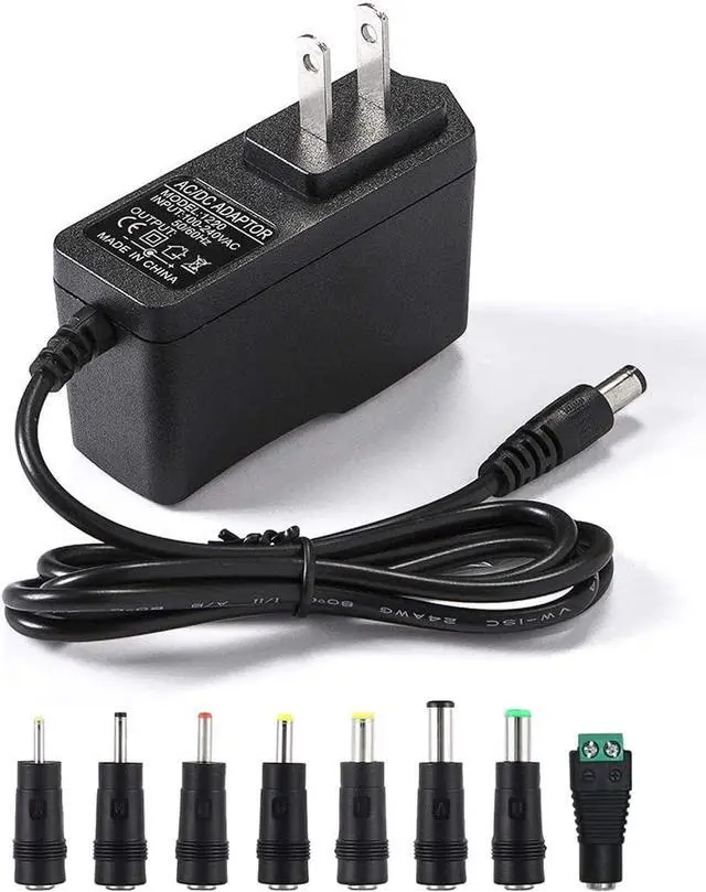 Alt view image 7 of 7 - 12V 2A Power Supply AC Adapter Replacement with 8 Tips Regulated 12 Volts 2000mA Cord Charger for LED Strip Light CCTV Camera GPS Webcam Router BT Speaker DC12V Transformer (6ft)