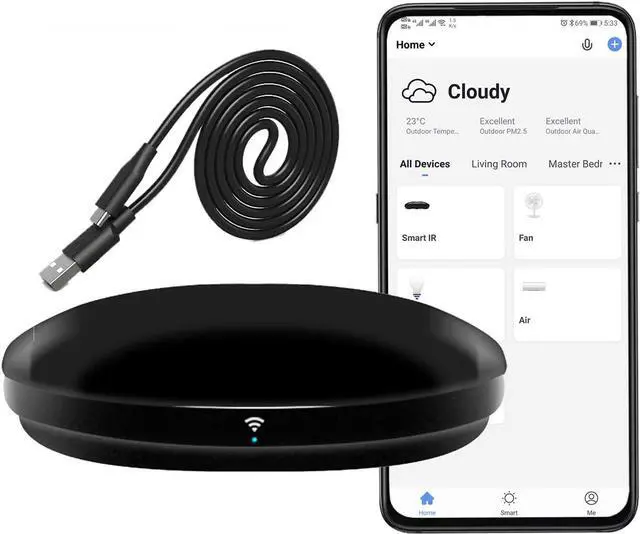 Main image of Smart IR Remote Control,All in One IR Blaster Control, Universal WiFi Infrared Remote Control for TV DVD Air Conditioner STB etc,Compatible with Alexa, Google Assistant