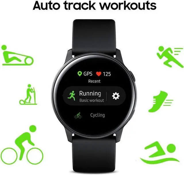 Alt view image 17 of 20 - Samsung Galaxy Watch Active (40mm), Black (Bluetooth) - Wrist - Accelerometer, Barometer, Gyro Sensor, Health Sensor, Heart Rate Monitor, Ambient Light Sensor - Timer, Phone, Push Notification