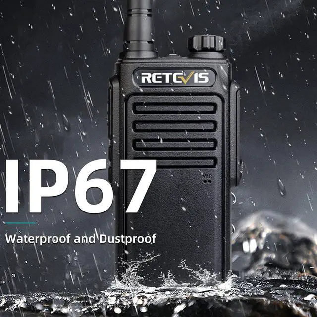 Alt view image 3 of 7 - RT47 IP67 Waterproof 2 Way Radio,Heavy Duty Two Way Radio with Mic, Fully Dustproof,Waterproof 1m/30min,License-Free,Lightweight,Walkie Talkies for Construction Manufacture Outdoor(4 Pack)