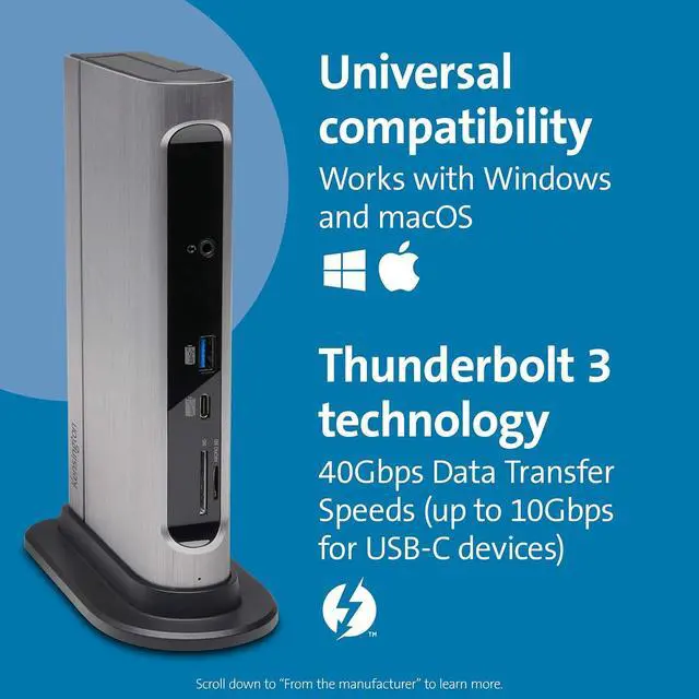 Alt view image 5 of 7 - Kensington SD5600T 14-in-1 Thunderbolt 3 Dock USB-C - Compatible with Thunderbolt 4, Mac and Windows, 96W Charging, Dual 4K@60Hz, 40Gbps Transfer Speeds, HDMI 2.0 and DisplayPort, Ethernet (K34009US)