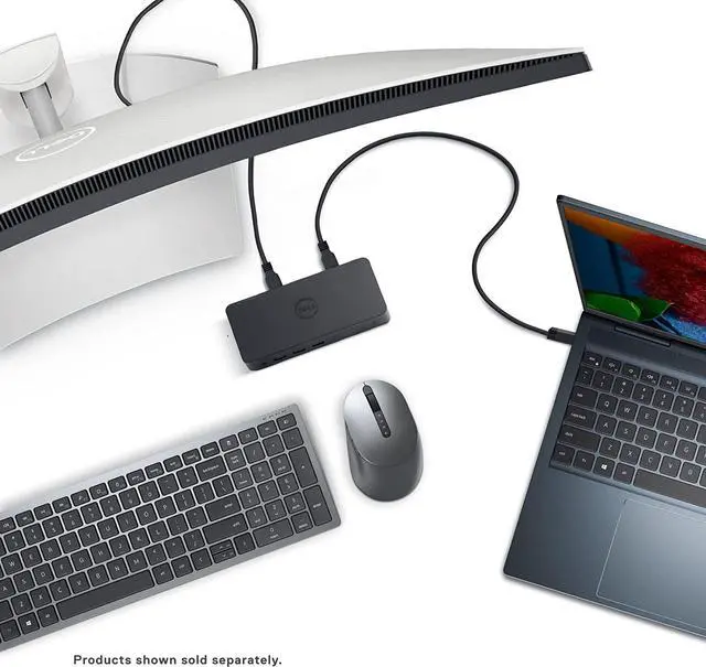 Alt view image 3 of 7 - Dell USB 3.0 Ultra HD/4K Triple Display Docking Station (D3100) and Pro KM5221W Keyboard & Mouse