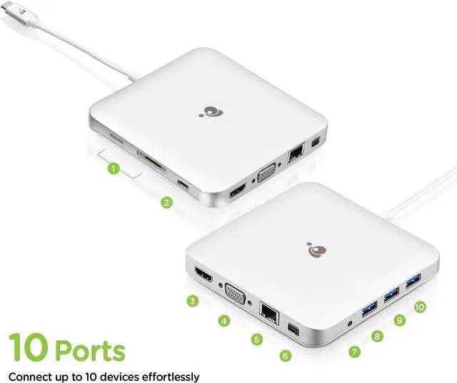 Alt view image 3 of 5 - IOGEAR Compact USB-C Dual Video (HDMI+miniDisplayPort) Docking Station with 60W PD Pass-Thru, GUD3C03