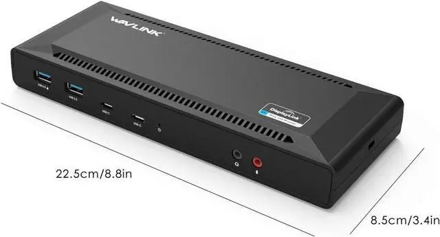 Alt view image 7 of 7 - WAVLINK USB C Universal Docking Station 60 W Power Supply Supports Dual 4K Video Outputs (DisplayPort and HDMI, Gigabit Ethernet, Audio Out and Mic in, 4 USB 3.0 and 2 USB C Ports)