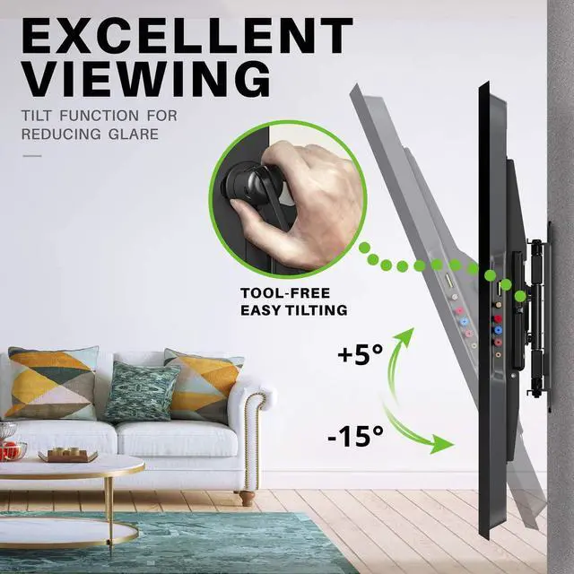 Alt view image 3 of 7 - Full Motion TV Wall Mount for Most 47-84 inch Flat Screen/LED/4K TV, TV Mount Bracket Dual Swivel Articulating Tilt 6 Arms, Max VESA 600x400mm, Holds up to 132lbs, Fits 8 12 16" Wood Studs