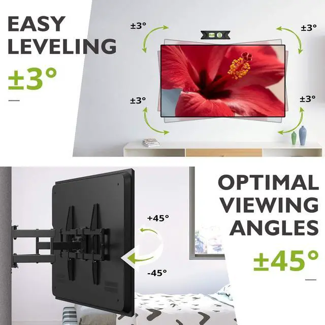 Alt view image 4 of 7 - Full Motion TV Wall Mount for Most 47-84 inch Flat Screen/LED/4K TV, TV Mount Bracket Dual Swivel Articulating Tilt 6 Arms, Max VESA 600x400mm, Holds up to 132lbs, Fits 8 12 16" Wood Studs