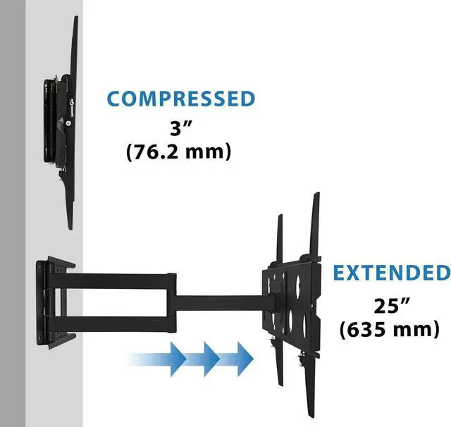 Alt view image 5 of 7 - Mount-It! Articulating TV Wall Mount Low-Profile Full Motion Design for 32 - 60 inch Screen LCD LED 4K Flat Panel Screen TVs 175 lb Weight Capacity, Black (MI-326B)