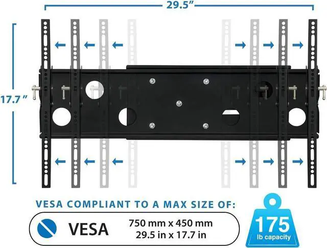 Alt view image 6 of 7 - Mount-It! Articulating TV Wall Mount Low-Profile Full Motion Design for 32 - 60 inch Screen LCD LED 4K Flat Panel Screen TVs 175 lb Weight Capacity, Black (MI-326B)