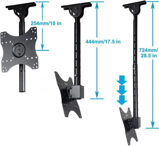 Alt view image 2 of 7 - VideoSecu Tilt Swivel LCD UHD TV Monitor Ceiling Mount Fits Most 32"- 40" LCD LED Flat Panel Display Max VESA 200x200 mm Max Loading up to 66 lbs Height Adjustable ML406B2 1NJ