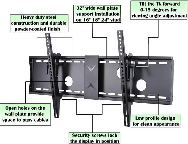 Alt view image 3 of 7 - VideoSecu Tilt TV Wall Mount Bracket for Most 37 to 75-Inch LCD LED Plasma Screen Display up to VESA 400X400 684X300 600x400mm with HDMI Cable, Bubble Level MP502B 3KR
