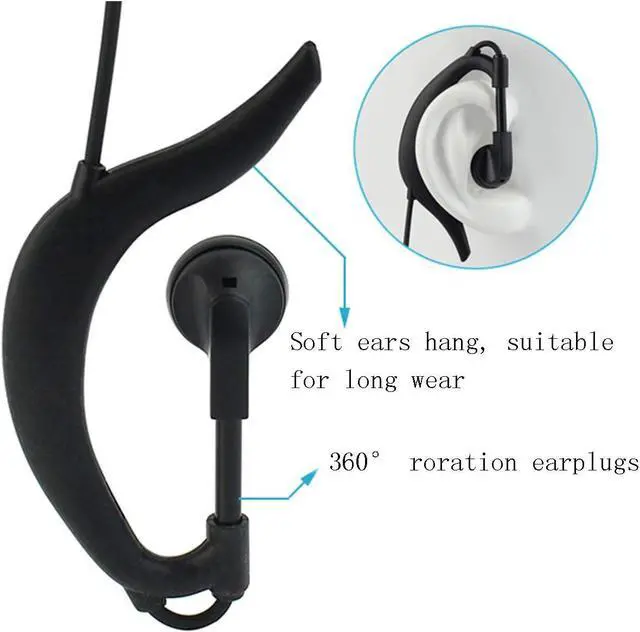 Alt view image 4 of 7 - Retevis Walkie Talkie Earpiece with Mic G Shape 2 Pin Adjustable Volume Headset Compatible with Retevis H-777 RT22 RT21 Baofeng UV-5R 888S 2 Way Radio(10 Pack)